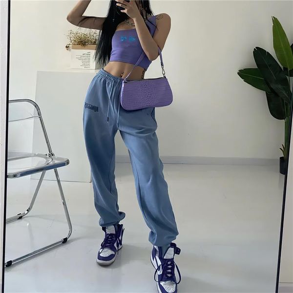 

women's pants & capris 2021 casual sports female loose harem high waist slimming jazz hip hop european and american printed sweatpants, Black;white