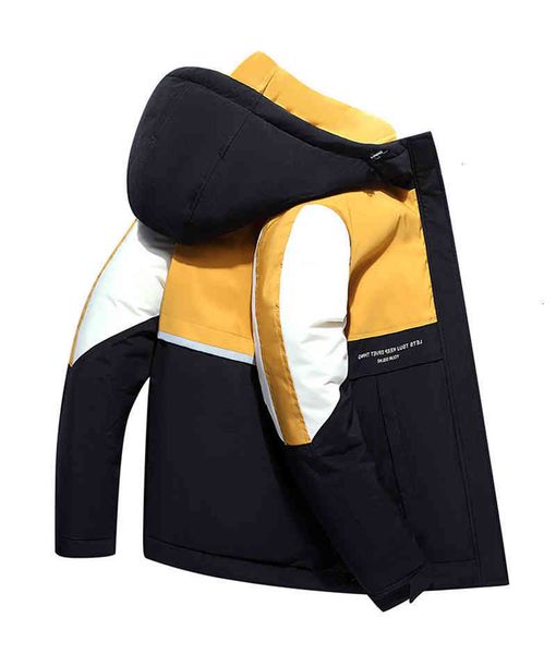 

jacket down men's thick warm coat overcoat winter parka white duck, Black