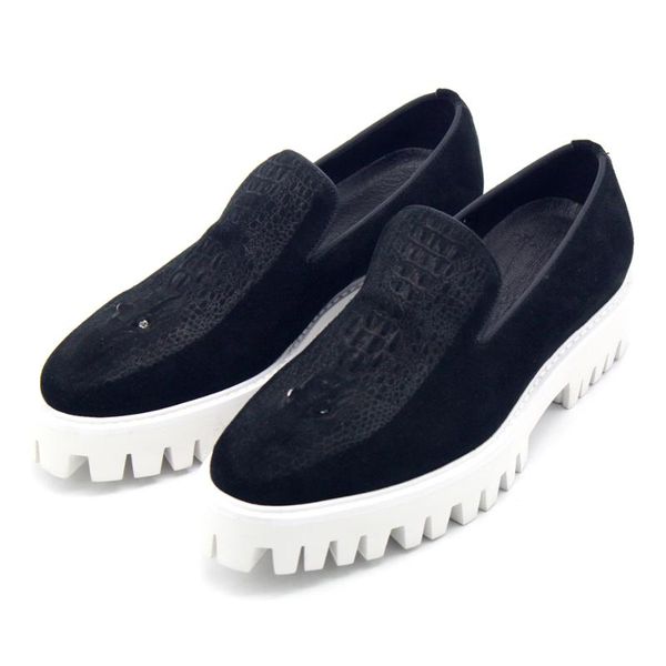 

dress shoes winter handmade black nubuck leather platform for men slip on fashion