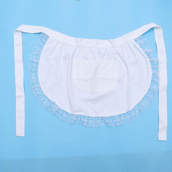 

cotton waist apron short half single pocket lace floral kitchen baking cooking housewife maid waitress servant aprons