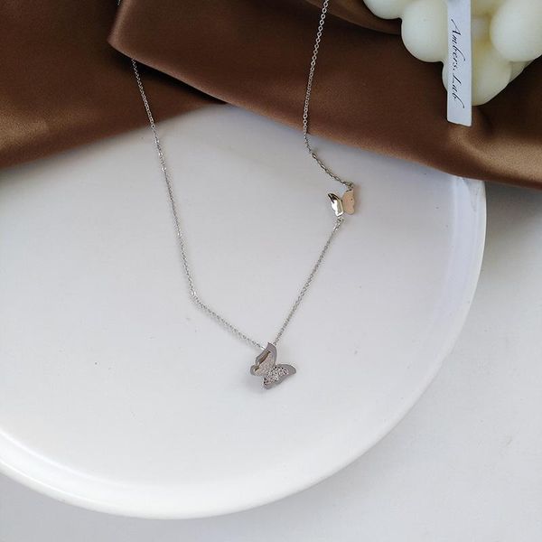 

pendant necklaces necklace women butterfly woman chain simple jewelry silver color trendy sweet metal zinc alloy collares
