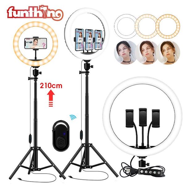 

selfie led ring light phone video fill lights pography lamp with tripod stand holder for makeup youtuber flash heads
