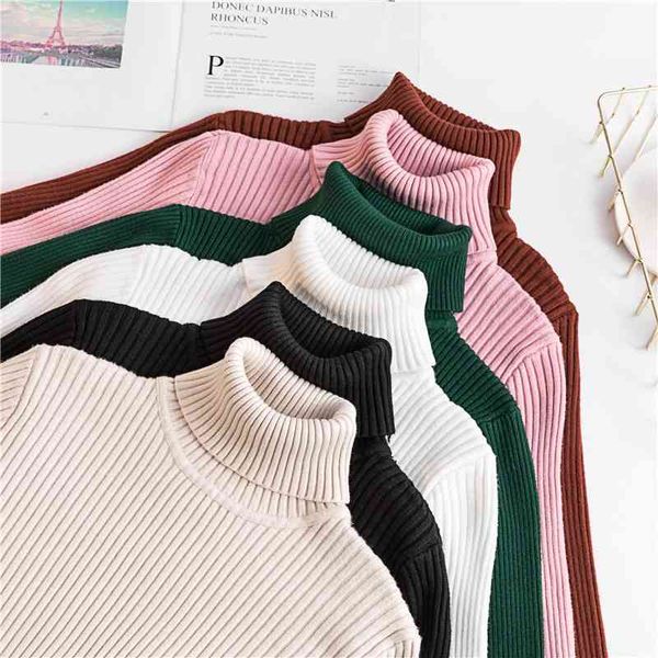 

good quality comfy turtleneck sweater womens women korean style soft pullover jumper winter knitted pull femme 210420, White;black