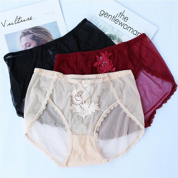 

women's panties 3pcs/lot briefs perspective underwear lady lace underpants women 3pcs for woman, Black;pink