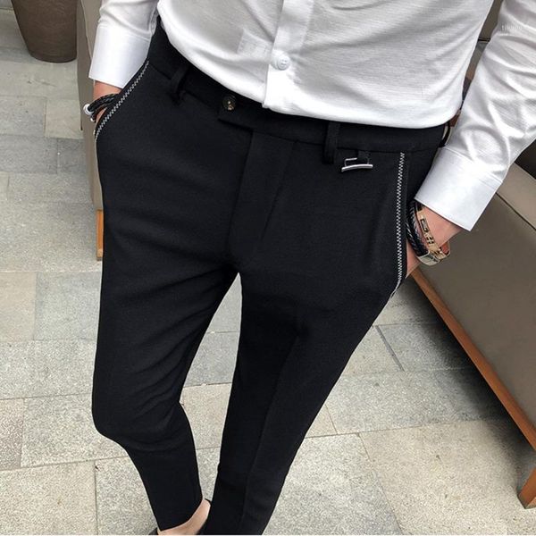 

spring office-trousers men's suit pants british style slim casual men dress business suits trousers & blazers1, White;black