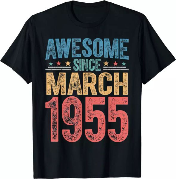 

vintage march 1955 awesome 66th bday gifts 66 year old t-shirt ng, White;black