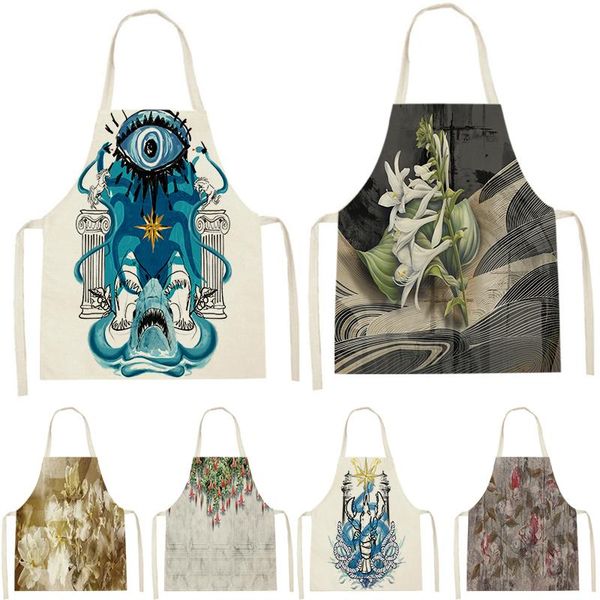 

aprons animal and plant print sleeveless apron children's cleaning home men's women's kitchen waist bib anti-fouling pinafore