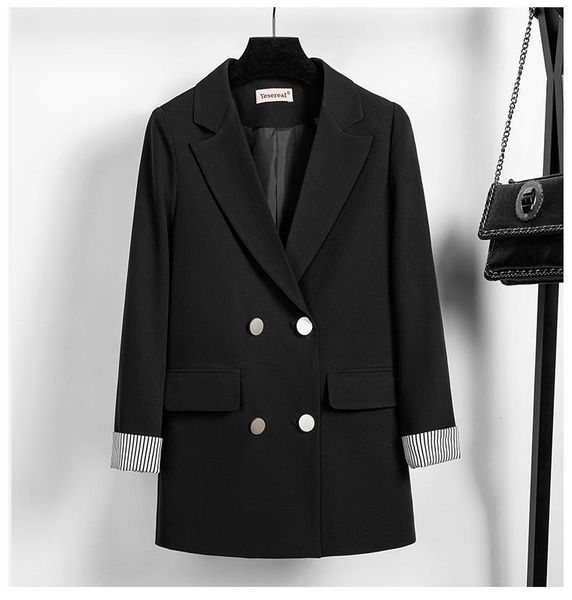 

women's suits & blazers 7xl large size woman suit black 2021 spring autumn jacket net red coat, White;black