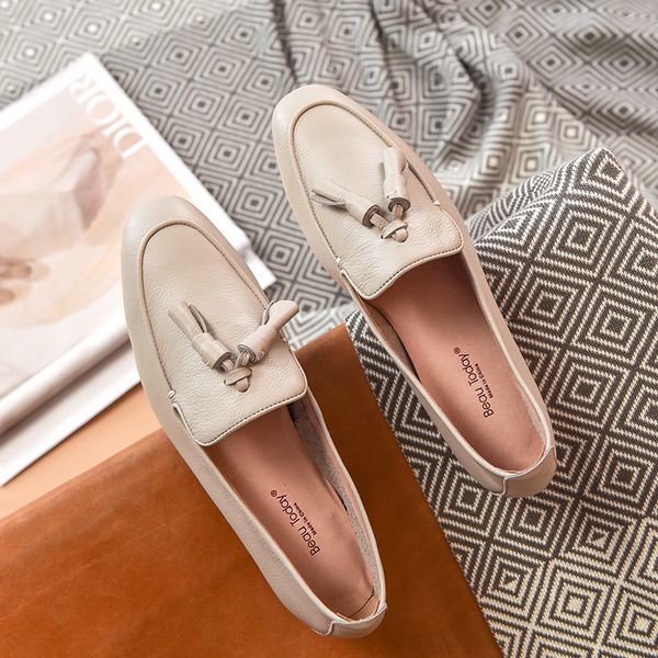 

dress shoes loafers women litchi pattern genuine cow leather tassel square toe slip-on leisure ladies flat shoes handmade a27147, Black