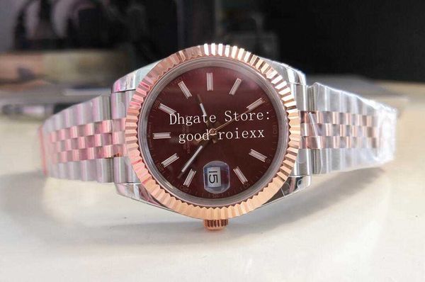 

12 style 41mm watches men's everose rose gold jubilee bracelet mens bp factory chocolate brown 126331 wimbledon crystal luminous glass, Slivery;brown