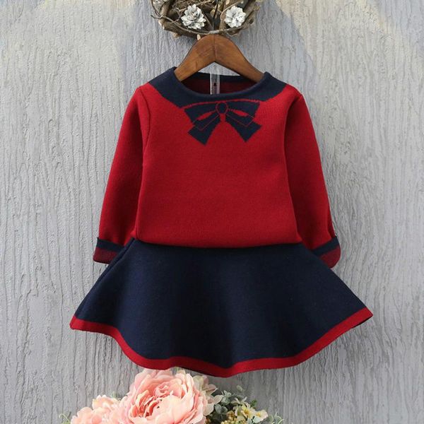

clothing sets melario girls autumn clothes set fashion costumes cute bowtie print girl kids outfits toddler knitted, White