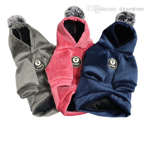 Abbigliamento per cani Vestiti per animali domestici per cani Felpe con cappuccio per cuccioli Cappotto Felpa invernale Maglione caldo Abiti per cani Doggy Blank Felpe con cappuccio Pullover Giacche Vino rosso A24