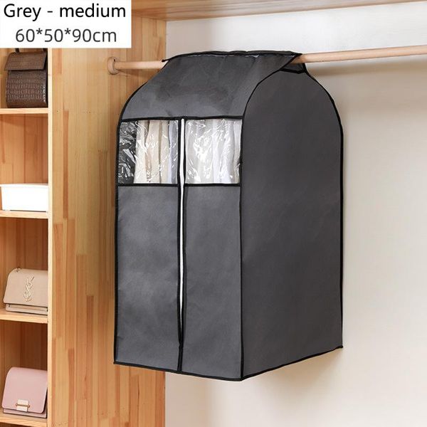 

storage bags dress hanging dustproof bag protector zipper non-woven gray tidy