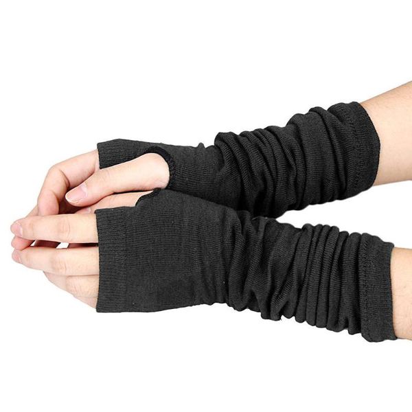 

cycling gloves punk gothic fingerless cuff women men ninja sport outdoor elbow length mittens 2021 cool stretch arm warmer, Black
