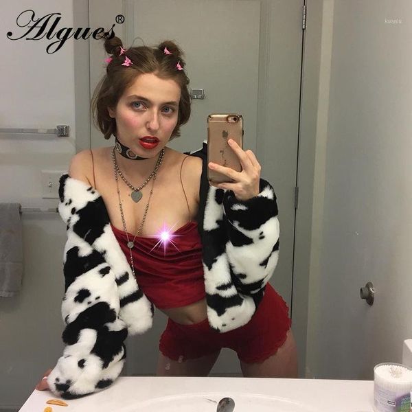 

women's jackets 2021 winter fashion cow print woolen ladies coats zipper turn down collar female outfit long sleeve warm autumn coat, Black;brown