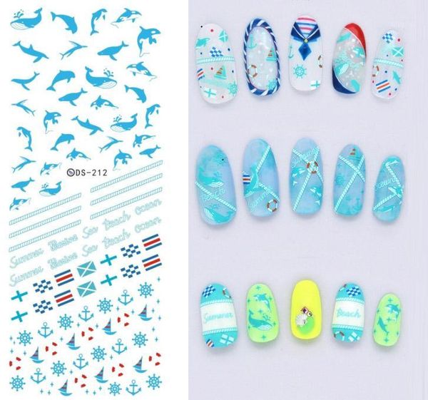 

seafood designs nails art manicure water decal decoration design transfer sticker for tips beauty1, Black