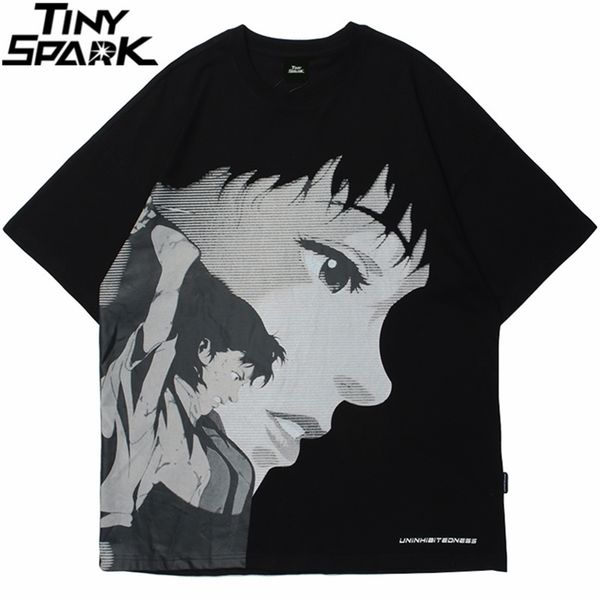 

men streetwear harajuku oversize t shirt anime girl print t-shirt hip hop spring summer short sleeve tshirt cotton loose 210716, White;black