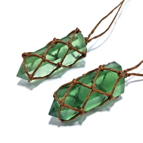 

decorative objects & figurines 1 pcs natural blue green amethyst quartz crystal pendant handmade healing gemstone wand home decor stone craf