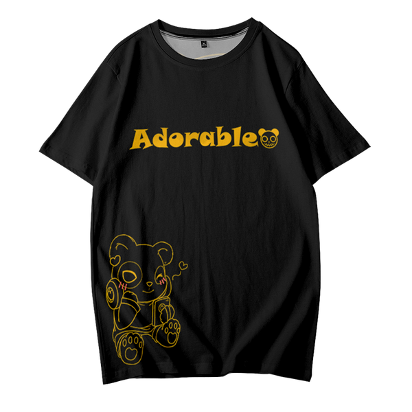 

cute panda graphic men's fashion t-shirt summer loose short-sleeved t-shirt men's casual street style mesh sports t-shirt, White;black