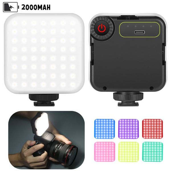 

mini rgb led video light 2000mah portable pocket pographic lighting vlog fill smartphone dslr slr lamp flash heads