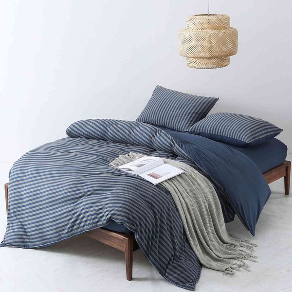 

merchant's day no printing wind stripe all knitted cotton four piece set