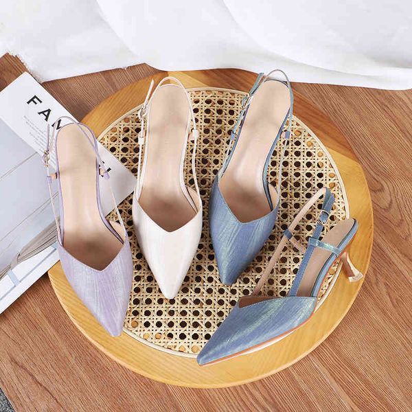 

spring arrival women shoes high heels ladies crystal transparent 6.5cm thin heel pointed toe elegant pumps 210520, Black