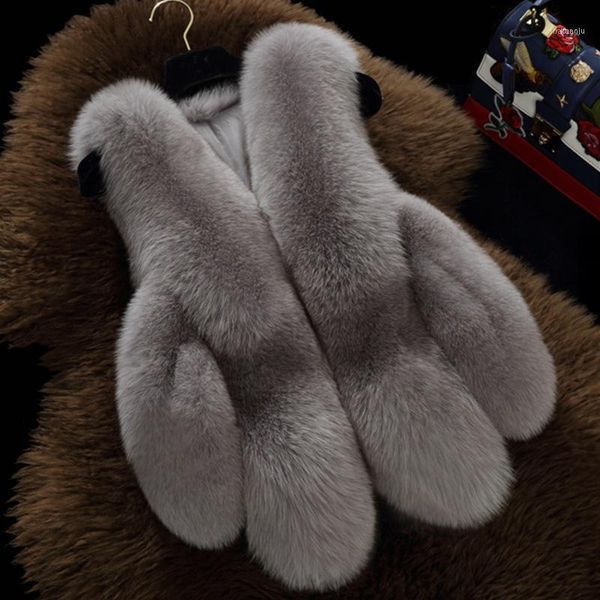 

winter faux fur warm vest women sweet jacket thick vests outerwear elegant coat female luxury wholesale s-4xl1, Black