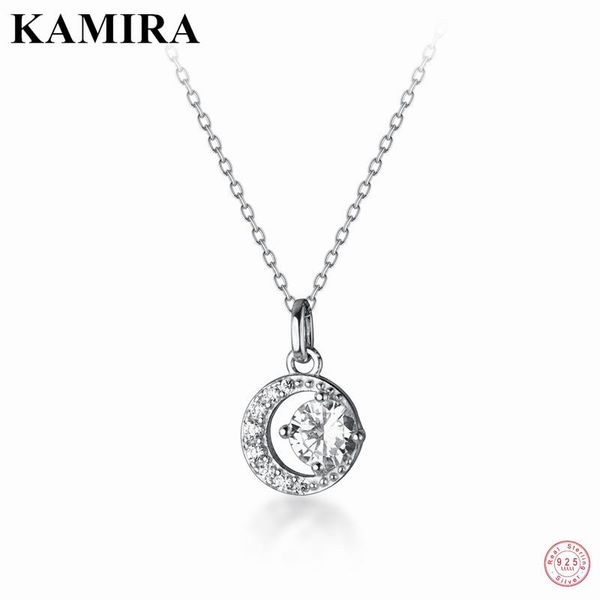 

chains kamira 925 sterling silver romantic moon crystal zircon huggie pendant necklace for women wedding charms elegant jewelry