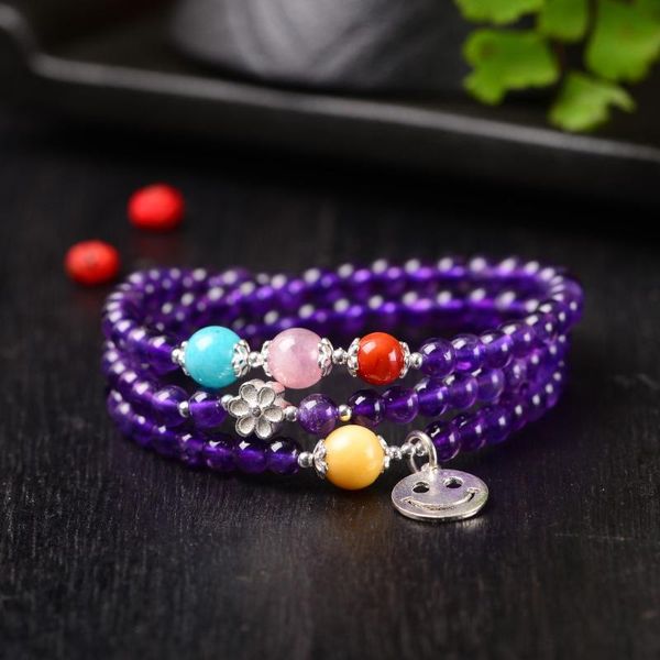 

beaded, strands 19 styles handmade authentic purple lavender crystal beads bracelets natural unisex, Black