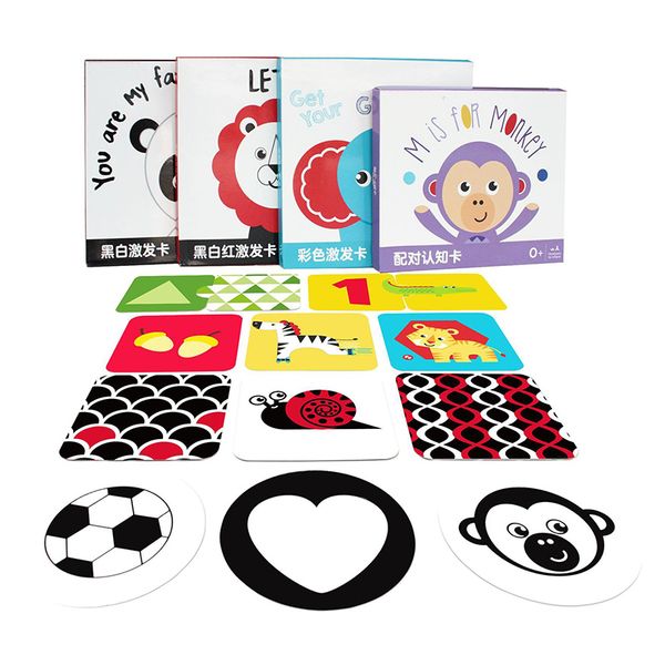 

montessori baby toys black white red flash cards high contrast color motivation visual stimulation learning flashcards 0-3 month