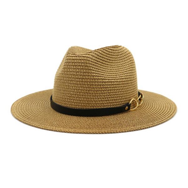 

wide brim hats panama men caps solid white black khaki belt band straw sun protection outdoor classic formal dress jazz, Blue;gray