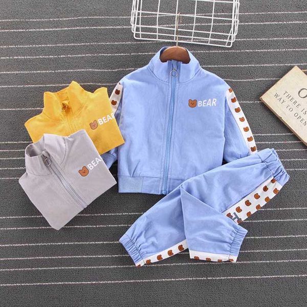 

boys clothing sets baby suits children clothes cartoon print zippered cardigan coats trousers pants spring autumn sports tracksuit 2pcs b778, White