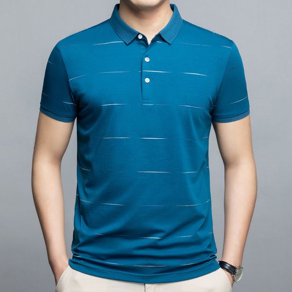

men's t shirts 2021 stripe short sleeve straight tube lapel green summer pullover youth casual wear, White;black