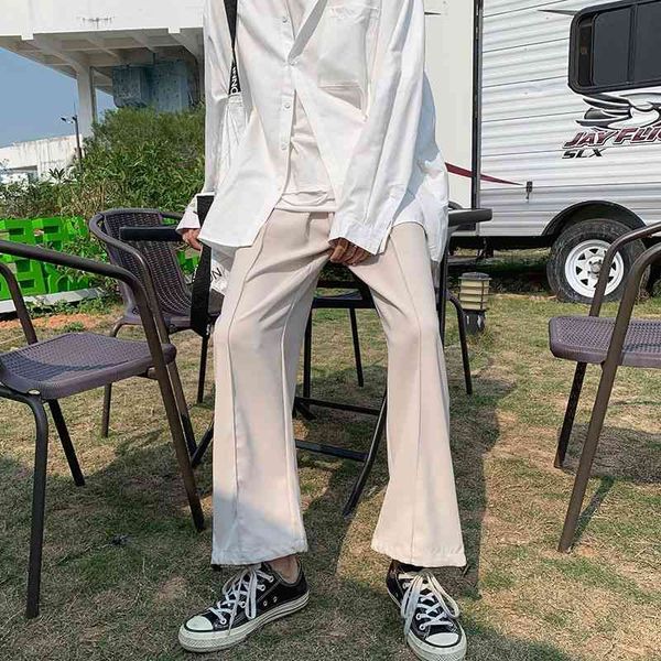 

men's pants pure color formal suit korean fashion loose casual harajuku streetwear wide-leg straight-leg r1hc, Black