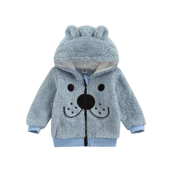 

jackets 1-5y toddler kids baby boy girl long sleeve zipper cartoon hooded jacket coat outwear children autumn winter clothes, Blue;gray