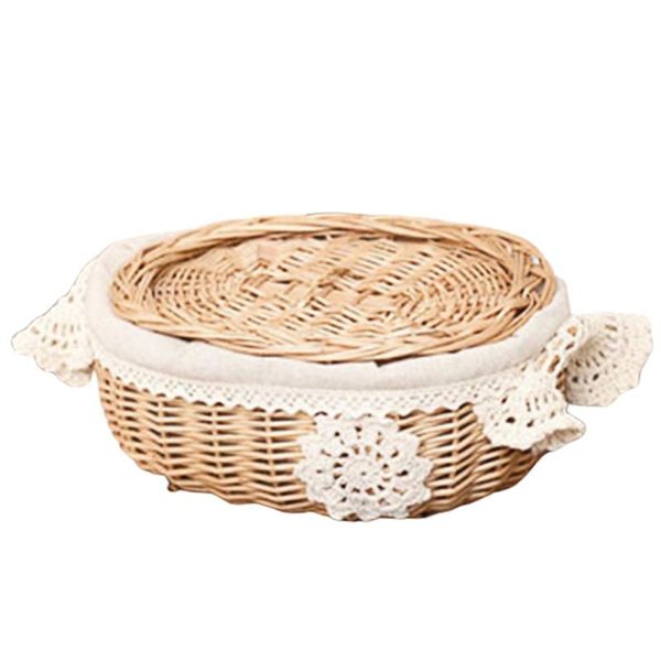 

storage baskets wicker rattan basket with lid snack home living room decor toy debris finishing tool