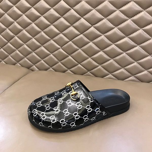 

2021ss real leather men slippers soft cowhide lazy men shoes mules men slippers metal chain buckle beach slippers size 38-46, Black
