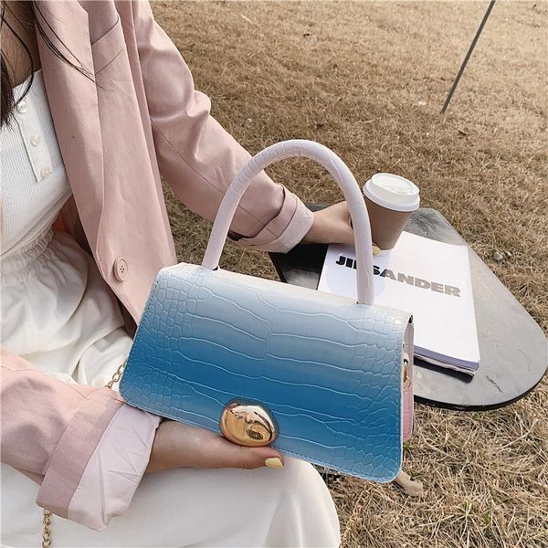 

small square flap bag 2021summer quality pu leather women's designer handbag stone pattern lock chain shoulder messenger cross body