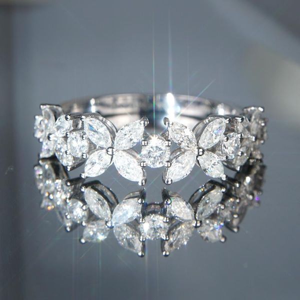 

wedding rings romantic flower design bridal white cz stone luxury accessories for women statement jewelry wholesale, Slivery;golden