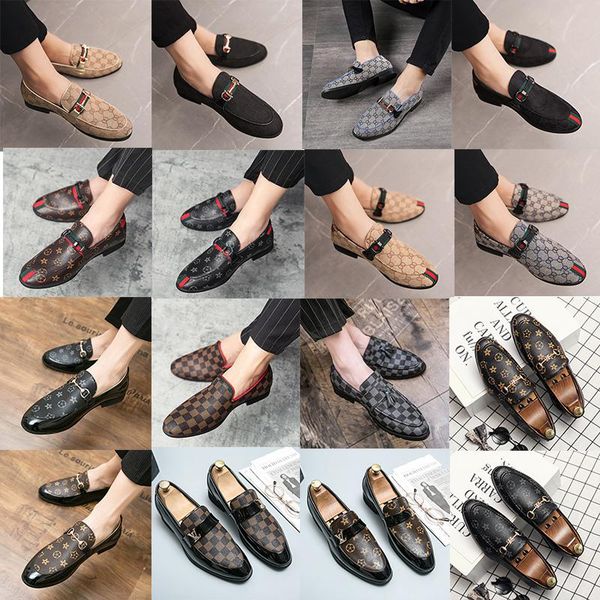 

luxury brand men genuine italian printed pattern leather shoes designer pointed toe lace-up oxfords dress brogues wedding party business sho, Black