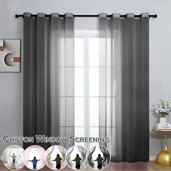 

solid colour window screening gauze drap tulle sheer curtains for living room modern chiffon home decoration 30 curtain & drapes