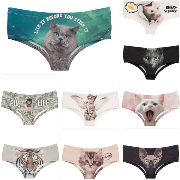 

womens panties funny animals ears underwear 3d cartoon anime printing briefs ladys breathable low waist lingerie soft comfortable g-string t, Black;pink