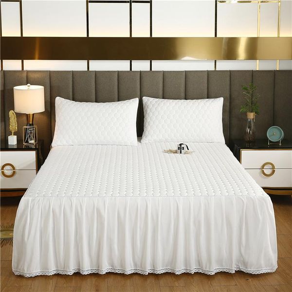 

sheets & sets autumn winter thicken fitted sheet set luxury pleated quilted bedsheet with cover dust-proof bed skirt