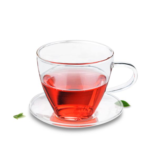 

lots tea coffee cup set - heat resistant glass tea cup + saucer 160ml drop shipping