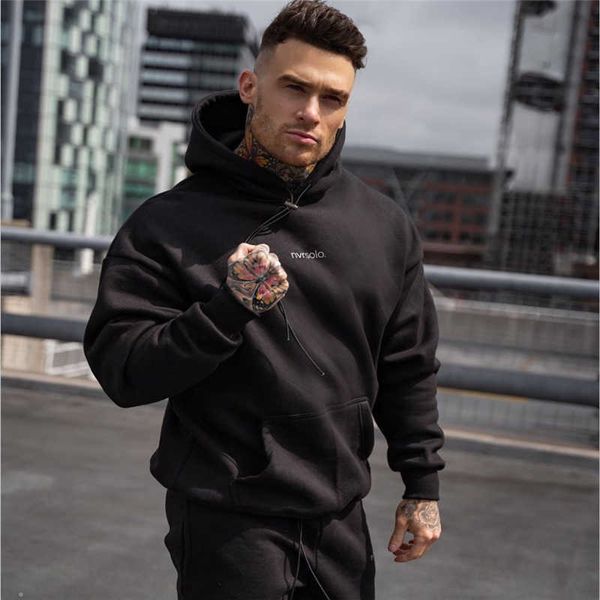 

men's hooded sweatshirt, fitness jacket, fashion, autumn, Black
