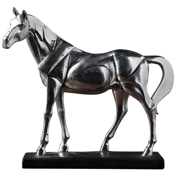 

decorative objects & figurines silver plating horse model warhorse high 31cm birthday gift resin toy