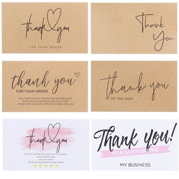 

greeting cards 30pcs light yellow kraft paper "thank you for your order" postcards labels package cardstock gift diy accessory