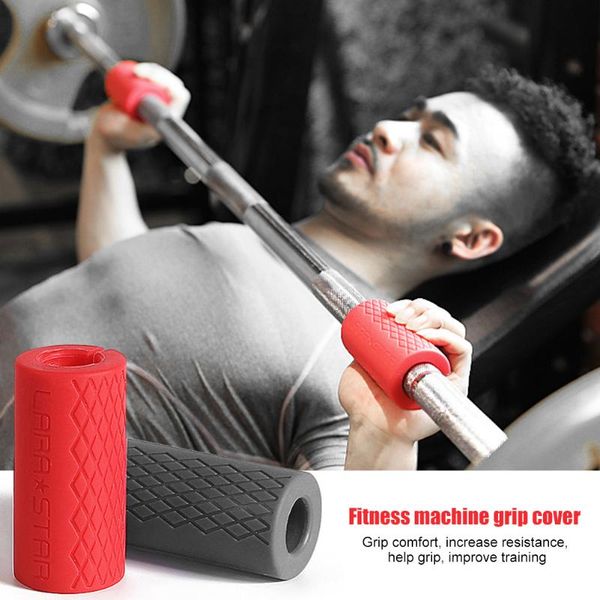 

pair silicone dumbbell barbell grips pull up weightlifting equipment bar handle anti-slip support pad fitness training workout accessories