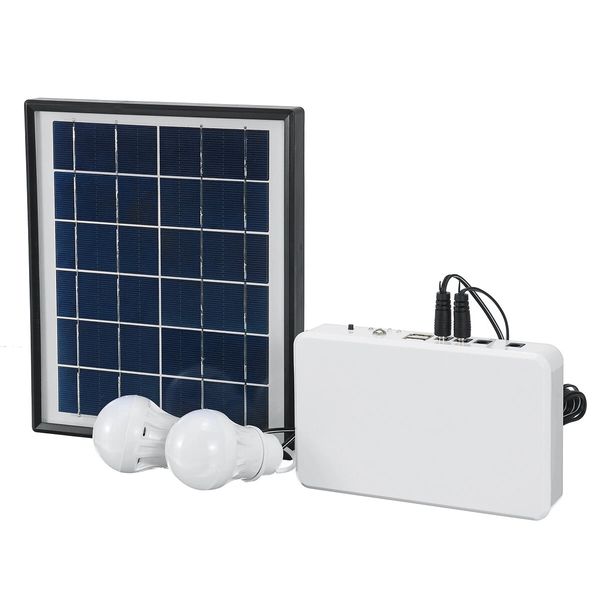 

usb 5w solar panel portable with 2 bulbs 4400mah light