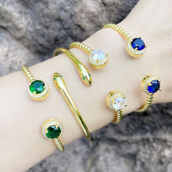 

charm bracelets links chain exquisite snake leopard zircon bracelet female bangle handmade fashion jewelry b61, Golden;silver